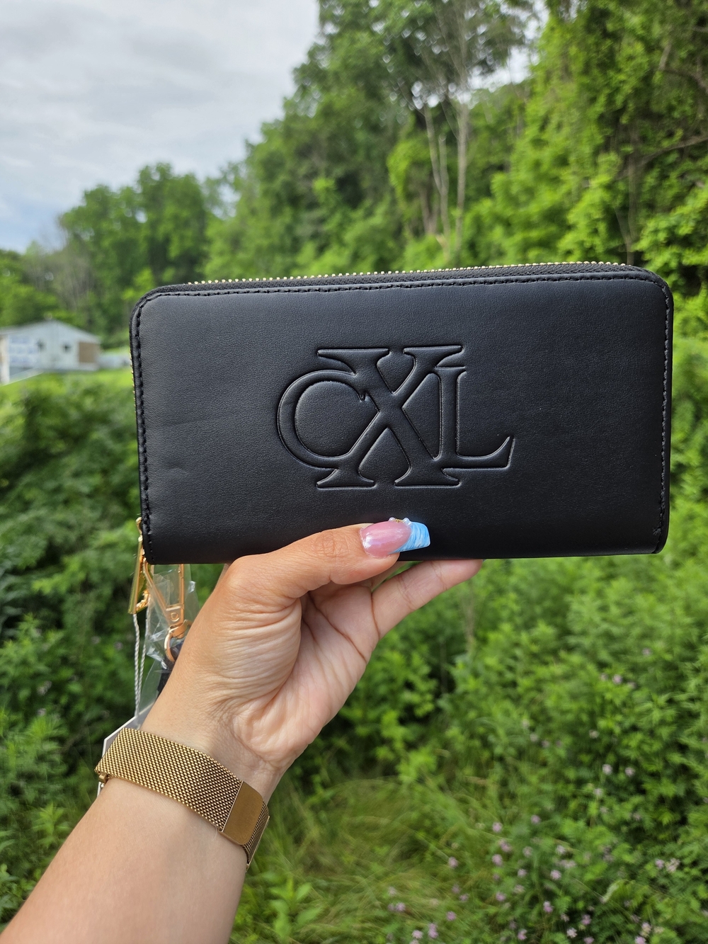 Christian Lacroix Black Embossed Logo Zip Around Wallet